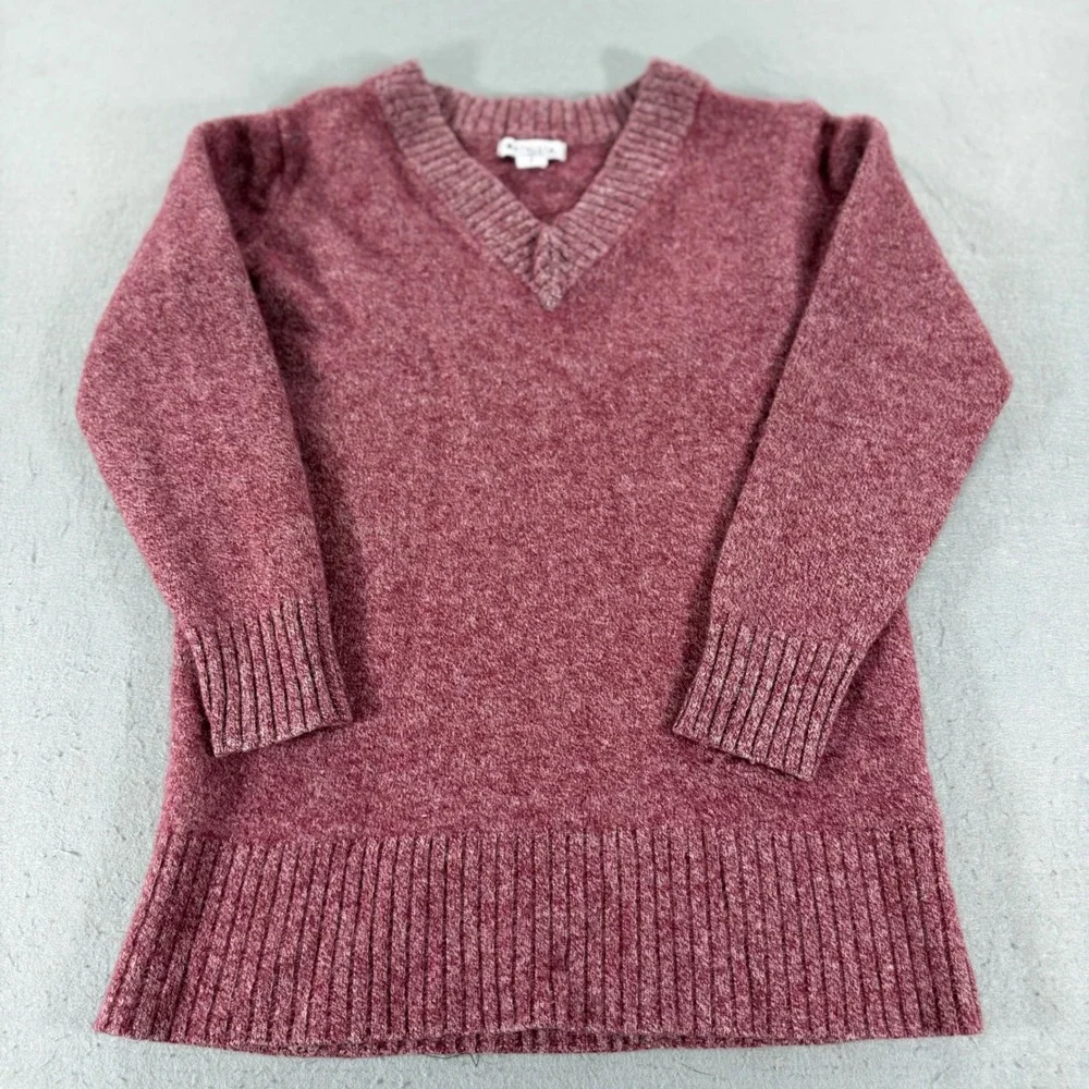 Athleta Vital Tunic Sweater Womens Small Wool Cashmere Pink V Neck Knit - Picture 1 of 7